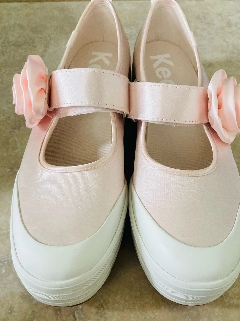 Keds Pale Pink Slip-On Platform Sneakers with Rose Accent